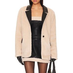 Weworewhat Faux Fur Blazer Ivory and black XS NWT